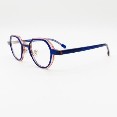 China Hand-polished classic acetate frame; Rated to universal fit; Retro 2022 New Retro Small Round Acetate Eyewear Frame Anti-blue Lightweight Acetate Glasses for sale