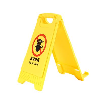 China Adjustable China Manufacturer Plastic Wet Floor Caution Road Sign No Parking Sign Yellow Triangle Board Mobile Holder for sale