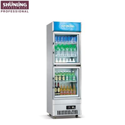 China Maintenance Friendly Single-Temperature 2 Glass Door Through Drink Fridge Display for sale