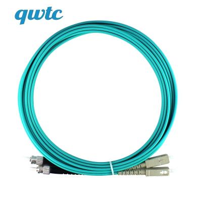 China Wholesale Indoor Outdoor FTTH Customized SC To ST UPC APC Duplex OM3 Indoor Multimode Cord Aqua Waterproof MM Jumper Cable Fiber Optic Patch for sale