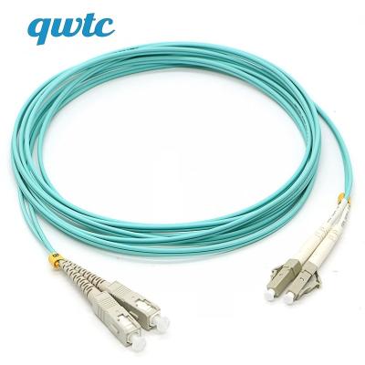 China Wholesale Indoor Outdoor FTTH Customized SC To OM3 Multimode Simplex/Duplex Cord Aqua Color Waterproof MM Jumper Cable Fiber Optic Patch LC UPC APC for sale