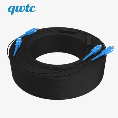 China Customized Wholesale Indoor Outdoor Singlemode Simplex Outdoor SM FTTH Drop Cable Fiber Optic Patch Cord FTTH LC 1 2 Core G657A 100m 300m SC UPC APC for sale