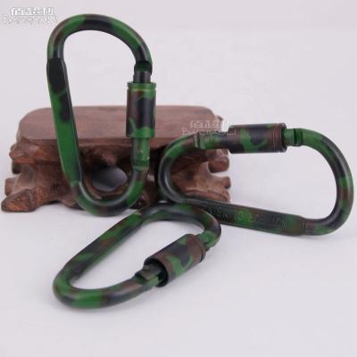 China Camouflage Mining Aluminum Alloy Locking Carabiner Hooks for sale