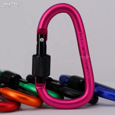 China Heavy Industry Bai Chaoli 8# Locking Swivel Carabiner Lock Aluminum Alloy Metal Hook Spring Carabiner for sale