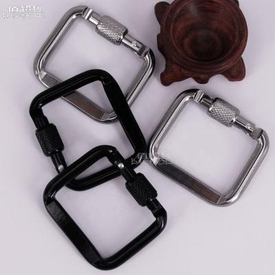 China Baichaoli aluminum alloy carabiner spring hook mountaineering flat buckle wire square light press lock for sale