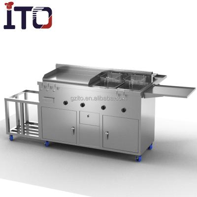 China Multifunctional industry gas grill griddle combi cooking griddle with double tanks fryer on sale for sale