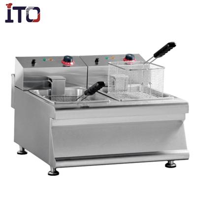 China Hot Commercial Electric Countertop 2 Tank E-F Chicken Deep Fryer 100% Factory Sale 608 for sale