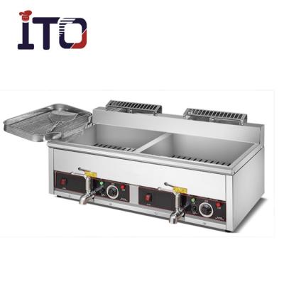 China BD-17LEW Temperature Control Automatic Electric Worktop Deep Fryer With 17L *2 Dual Tanks Commercial for sale