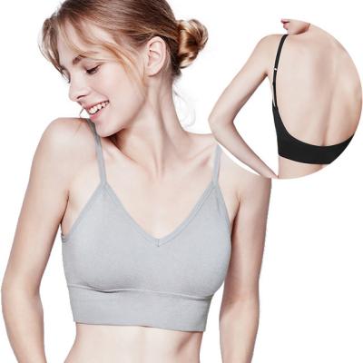 China Hot Selling Women's Fashion Solid Color Sports Bra Top Yoga Breathable Gym Fitness One Piece Bra for sale