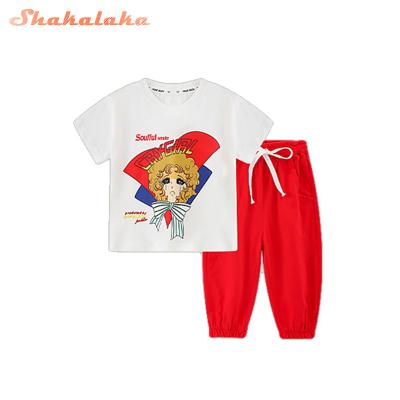 China Other Hot Wholesale Cotton Kids Two Piece Girls Pajamas Sets Short Long Sleeves Pants Cartoon Printed Set For Kids for sale