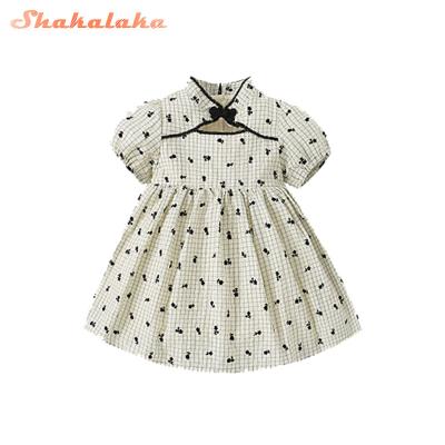 China Washable In Summer Running Fast Shipping Girls Dress Short Sleeve Dresses Baby Chinese Style Dresses Lovely Kids Dress for sale