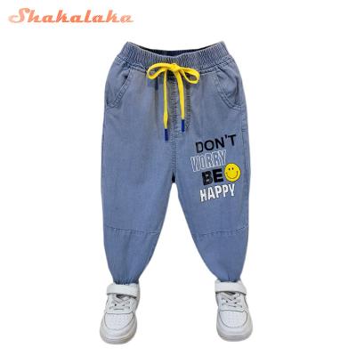 China Jeans Manufacturers Casual Biker Jogger Pants Elastic Waist Drawstring Kids Toddler Boys Jeans for sale