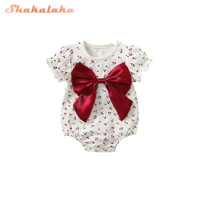 China One year old baby dress summer clothes baby dress big bow princess fart bag romper viable full moon newborn day for sale