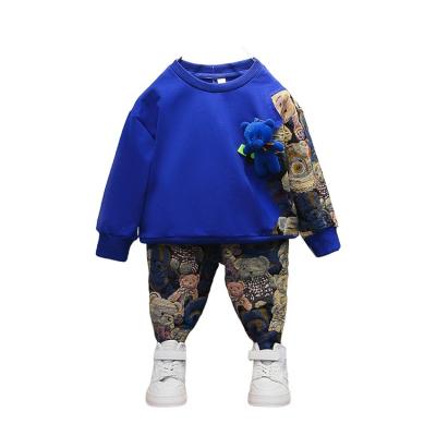 China Wholesale High Quality Custom Made Autumn Winter Warm Solid Color New Products Casual Two Piece Children Kids Clothing Tracksuit Boys for sale