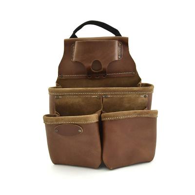 China Leather Pocket Grain Nail And Tool Bag Top 13 X 3 X 11 Inches for sale