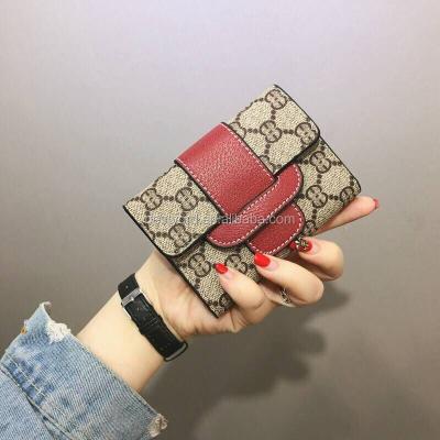 China European and American fashion PU wallet, 2018 new Central Institute of Statistics zero wallet retro printing card folding card female short multi package for sale