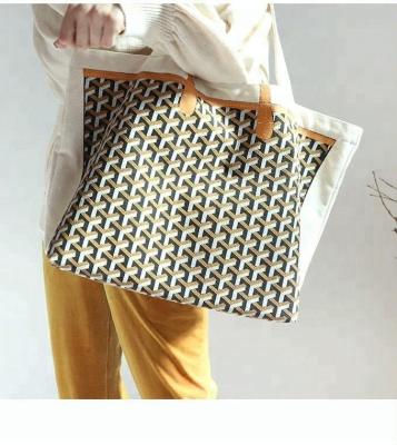 China Eco-friendly printed simple retro reusuable handbag shoulder canvas bag tote bag shopping bag for sale