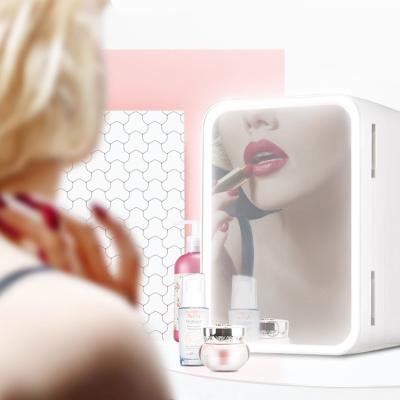 China Mini 6L AC/DC THERMOELECTRIC Custom Portable Refrigerador Beauty Led Mirror Door Cosmetic Skin Care Refrigerator Small Mini for sale