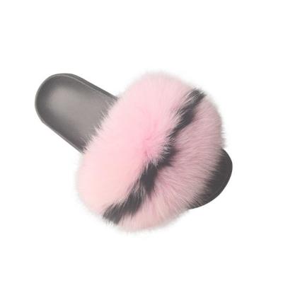 China Fashion Trend Real Fox Fur Slippers Wholesale Women's Fluffy Fur Slides Sandals Summer Fox Raccoon Fur Outdoor Slides for sale