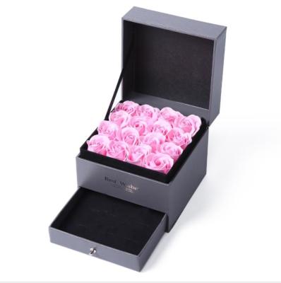 China Free Sample Flower Gift Box Double-Layer Eternal Flower Soap Luxury Dry Rose Flower Box Rose With Drawer for sale