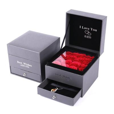 China Free Sample Flower Gift Box Double-Layer Eternal Flower Soap Luxury Dry Flower Box With Drawer for sale