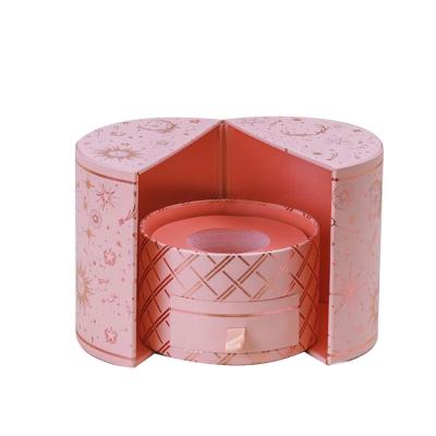 China Free Sample Dry Flower Gift Box Round PU Rose Jewelry Eternal Flower Jewelry Box Luxury Custom Hot Stamping Round Soap Flower Box for sale