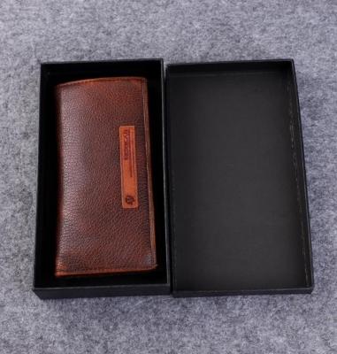 China Recyclable Custom Luxury Black Paper Packaging Drawer Men Wallet Packaging Box for sale