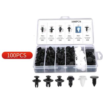 China 100pcs Automotive Auto Parts Nylon Plastic Push Set Roof Door Trim Panel Mat Bumper Rivet Retainer Clips Fasteners Kit for sale