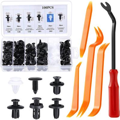 China Universal Mixed Plastic Auto Body Kit Door Trim Panel Fender Parts 100pcs Automotive Push Bumper Retainer Rivet Plastic Clips Boxed Fastener Set for sale