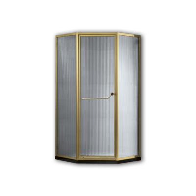 China EUROPEAN Hotel Stainless Steel Prefabricated Tempered Glass Whole Unit Cabin Design Bathroom Gold Glass Shower Enclosure for sale