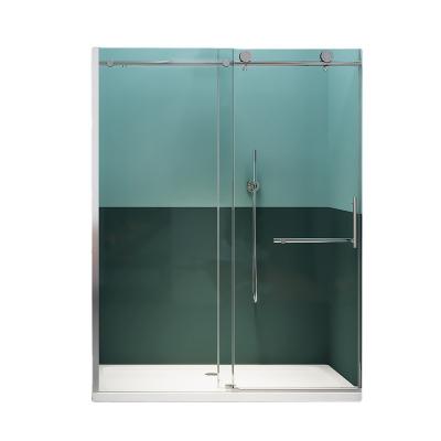 China EUROPEAN New Product Tempered Glass Frame Stainless Steel Handle Sliding Shower Door for sale