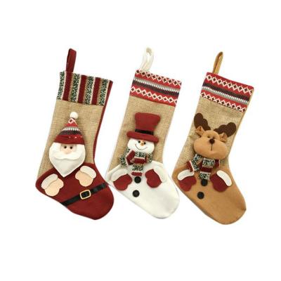 China Winter Decoration Christmas Eve Christmas Stocking Sack Christmas Candy Treat Bag Custom Stocking Felt Size for sale