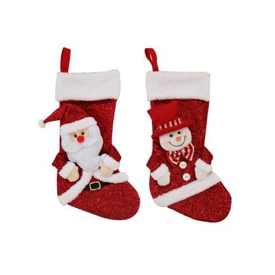 China Glitter Christmas Candy Stocking Holder Felt Christmas Decoration Supplies Nonwoven Christmas Stocking Gift Christmas Sock for sale