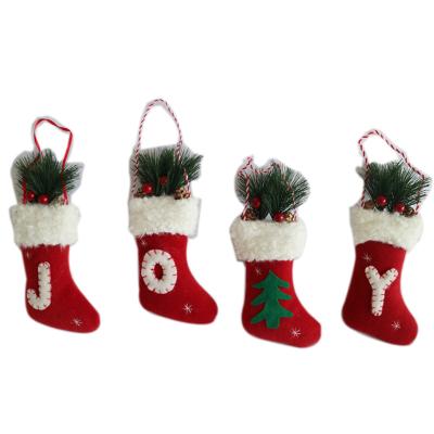 China Personalized Merry Christmas Felt Child Christmas Stocking Holiday Decoration Felt Stocking Hanging Sherpa Cuff Stocking for sale