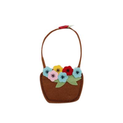 China Small Felt Hanging Easter Ornament Colorful Flower Basket Handmade Sewing Decoration for sale