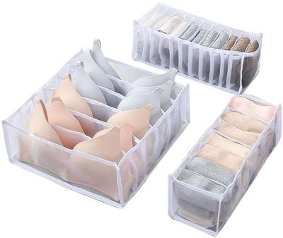 China Eco-Friendly Collapsible Nylon Mesh Underwear Storage Divider Boxes Bra Storage Bag For Socks Underwear Ties for sale