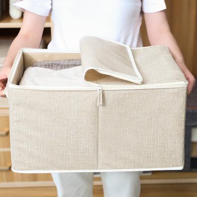 China Collapsible Cotton & Canvas Fabric Storageboxes& Folding Amazon Basics Cubes Bag Organizer With Attached Lid For Clothes Stitch for sale