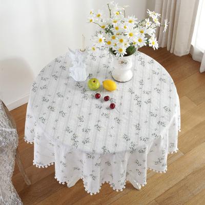 China Waterproof Round Table Cloth Jacquard Cotton Tassel Decorative Table Cover Suitable For Outdoor Wedding Party for sale