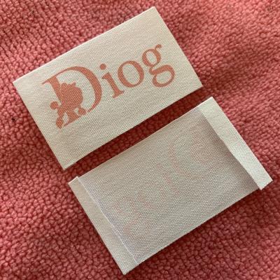 China Sustainable printed pink loho brand cotton labels, 100% natural color cotton label for garment for sale