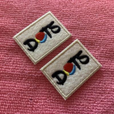 China 3D famous design 3D felt embroidery patch, brand logo embroidery label with iron on backing for sale