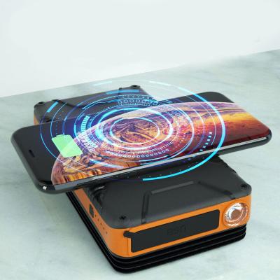 China Four Solar Panels For Charging USB Outdoor Ignition Type-C Fold 16000mah Solar Power Bank Portable Wireless Charging Charger for sale