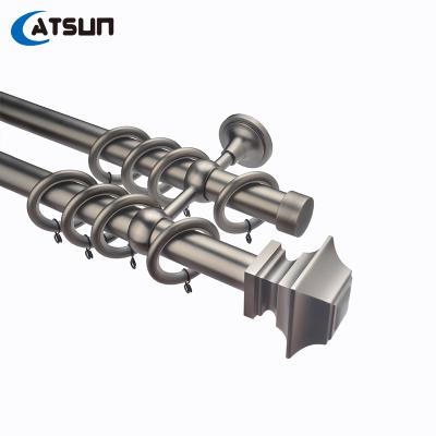 China Durable Premium Aluminum Alloy Promotional Wall Install Tension Shower Curtain Finials Rod Sets zu verkaufen