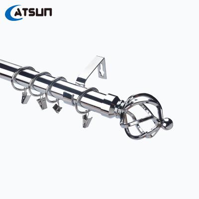 China Factory Sale Wholesale Price Hot Durable Simple Adjustable Metal Iron Expandable Pipes Rings Brackets Finials Curtain Rod Sets With Clips for sale