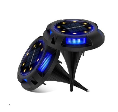 China ABS Hot Sale 8LED Patio Lawn Light Solar Powered Yard Garden Disc Ground Light ABS Stainless Steel for sale