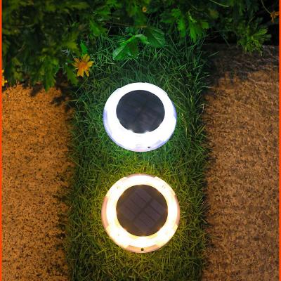 China Solar Powered Waterproof Garden 12 LED Disc Lights In-ground Lights Garden Lawn Pathway Walkway Deck Yard Solar Ground Lights for sale