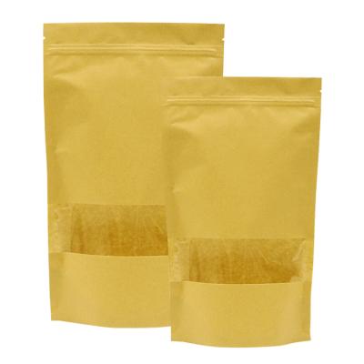 China Wholesale Customized Best Seller Recyclable Kraft Paper With Clear Window Self Sealing Stand-up Pockets for sale