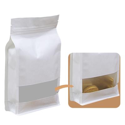 China Recyclable Low Price Customized White Kraft Paper With Transparent Window Food Sealed Plastic Bag for sale