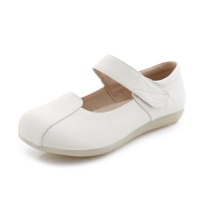 China White Slip Resistant Nurse Shoes For Summer Wedge Heel Soft Leather Slip Resistant Gum Rubber Ladies Sole Shoes for sale