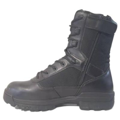 China Soft Black Leather Zipper Side Metal Design Zipper Free Toe American Military Boots for sale