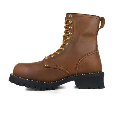 China SOFT TOE CAP Cow Leather Toe Professional Construction Steel Industrial Shoe Manufacturer USA 2022 Brand Men's Work Safety Shoes Logger Boot for sale